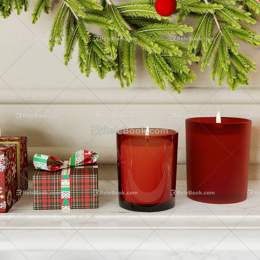 Red Candle Christmas Candle Cup Aromatherapy Cup Candle Aromatherapy Candle Flame Aromatherapy Flame Christmas Scene Christmas Table Lamp 3d model