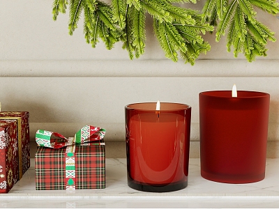 Red Candle Christmas Candle Cup Aromatherapy Cup Candle Aromatherapy Candle Flame Aromatherapy Flame Christmas Scene Christmas Table Lamp 3d model