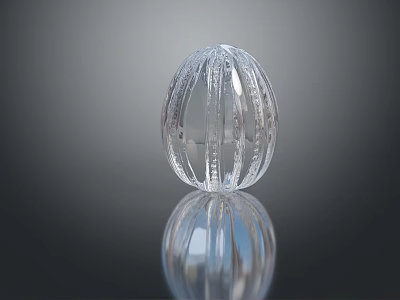 Transparent Striped Egg Structure Of Aquatic Animal In Marine Habitat 3d model