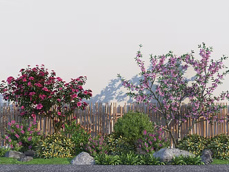 Modern Landscape Shrub Plant Combination Flower Border Plant Group Spherical Shrub Community Plant Collocation 3d model