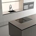Modern Kitchen Interior With Sleek Gray Cabinets Countertop And Built in Appliances