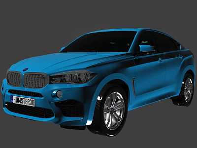 Blue BMW Sporty Coupe SUV With Streamlined Body And Alloy Wheels 3d model