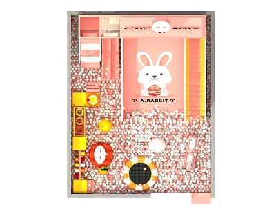 Modern Ball Pool Naughty Castle Children's Paradise Indoor Atrium-style Million Ball Pool Ocean Ball Trampoline 3d model