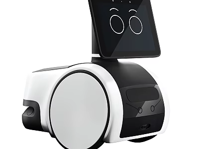 Modern Home Smart Robot With Screen And Eye Pattern Black White Design Daily Household Appliance 3d model