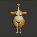 Chubby Cartoon Giraffe Character With Yellow Brown Spots Stretching Arms Standing