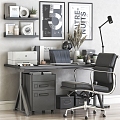 Modern Desk Chair Writing Desk Chair Shelf 3d model