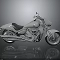 Silver Polished Motorcycle Featuring Modern Cruiser Design Chrome Accents And Reflective Surface