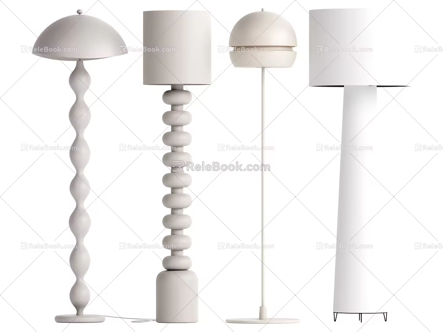 Modern Cream Style Floor Lamp Combination 3d model