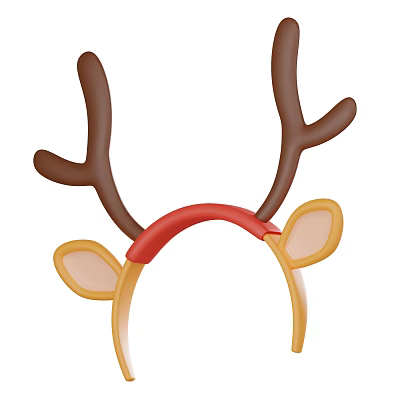 Christmas Deer Head Ornament Decoration Set With Brown Antlers Red Headband And Yellow Ears 3d model