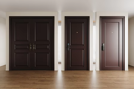 Modern security door entry door double door single door finger silk door lock 3d model