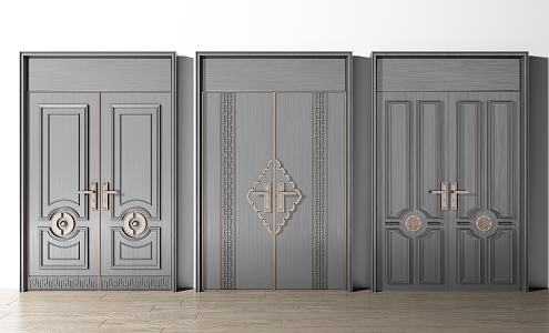 Entrance Door Double Door Combination Cast Aluminum Door Villa Door Metal Door Swing Door 3d model