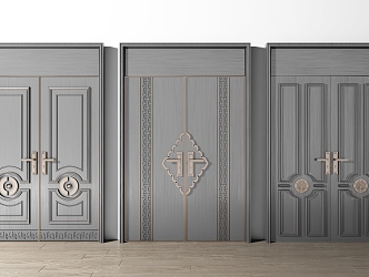 Entrance Door Double Door Combination Cast Aluminum Door Villa Door Metal Door Swing Door 3d model