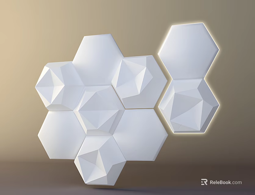 Modern Geometric Wall Decor With Hexagonal 3D Design And Illuminated Edges 3d model 