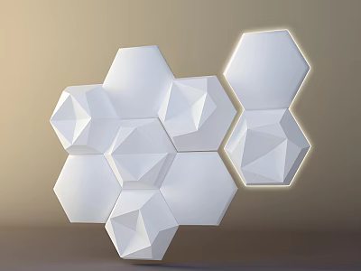 Modern Geometric Wall Decor With Hexagonal 3D Design And Illuminated Edges 3d model