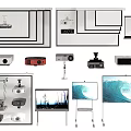 Projection Monitoring With Projectors Screens Cameras Ceiling Mounted And Floor Stand Setups For Office Security