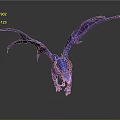 Game Movie Character Blue Purple Dragon with Detailed Wings 3D Rendered Fantasy Mythical Creature Design