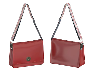Stylish Red Shoulder Bags With Woven Straps And Metal Clasp Design 3d model Stylish Red Shoulder Bags With Woven Straps And Metal Clasp Design 3d model