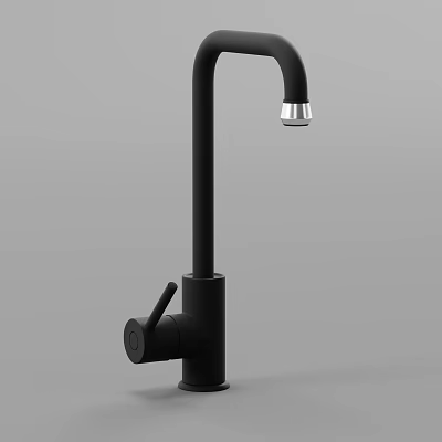 Sleek Modern Black Faucet with Tall Silver Spout and Single Handle Design 3d model