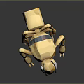 Golden Robot Ant With Low Poly Design Large Eyes And Metallic Texture