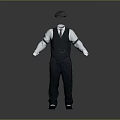 Daily Life Clothing Set White Shirt Black Vest Gray Hat And Black Pants
