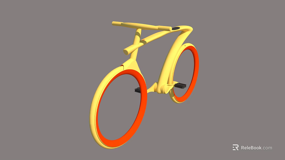 Yellow Bicycle With Modern Sleek Frame And Red Inner Yellow Outer Wheels 3d model 