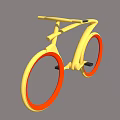Yellow Bicycle With Modern Sleek Frame And Red Inner Yellow Outer Wheels