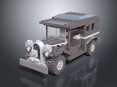 Electric Toy Building Block Vintage Truck Featuring Detailed Wheels And Body Design 3d model