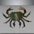 Colorful Crab Sculpture With Green Red Blue Claws And Unique Artistic Design