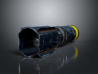 Military Weapon Blue Yellow Metal With Worn Texture And Tubular Design Reflective Surface 3d model