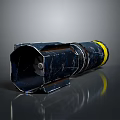 Military Weapon Blue Yellow Metal With Worn Texture And Tubular Design Reflective Surface