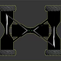 Four Wheeled Mechanical Base With Black Frame Large Tires And Metal Structure