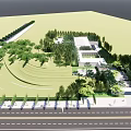 Modern Sales Office Building Exterior With Lush Greenery And Scenic Landscape Design
