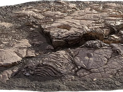 Natural Stone and Weathered Wood with Intricate Textures in Rocky Environment 3d model