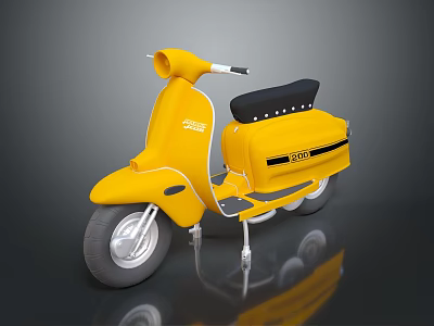 Yellow Classic Scooter With Black Seat And Vintage Design Features 3d model