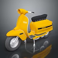 Yellow Classic Scooter With Black Seat And Vintage Design Features