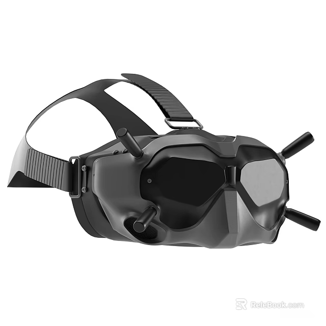 Black VR Headset Design With Adjustable Head Strap And Lenses 3d model 