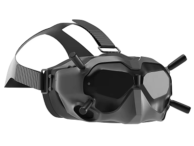 Black VR Headset Design With Adjustable Head Strap And Lenses 3d model