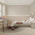 Bright Modern Kids Room Interior With Single Bed Desk And Round Rug
