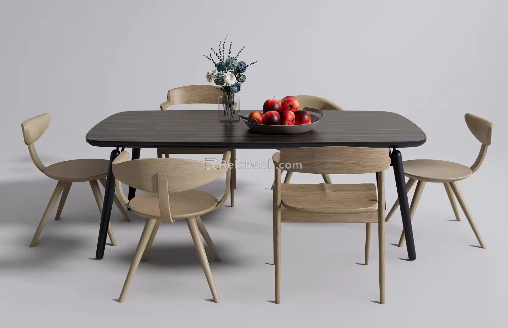 Modern Dining Table and Chair Combination 3d model