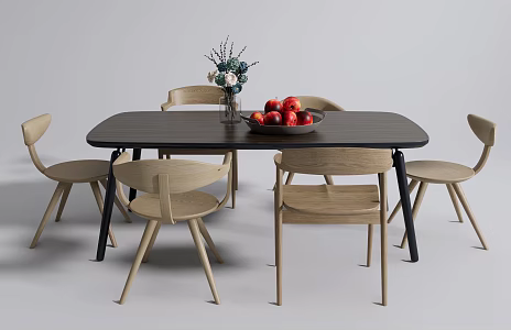 Modern Dining Table and Chair Combination 3d model