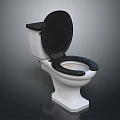 White Ceramic Toilet with Black Seat and Lid Modern Home Bathroom Essential Fixture Design