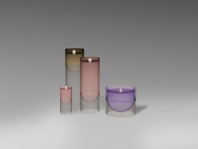 Modern Cylindrical Glass Candle Lamps in Multiple Colors Pink Purple and Brown 3d model