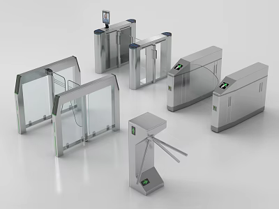 Public Facility Access Control Equipment With Various Stainless Steel Turnstiles 3d model