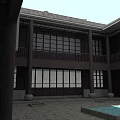 Ancient Chinese Architecture Featuring Gray Tiled Roof Square Courtyard And White Walls