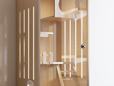 Wooden Garden Decor Storage Cabinet With Glass Door And Shelves 3d model