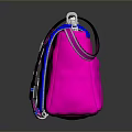 Stylish Women's Handbag Blue and Pink Design with Chain Strap and Round Metal Clasp