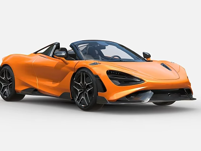 Orange Open Top Convertible Sports Car With Sleek Exterior And Black Alloy Wheels 3d model