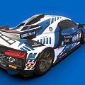 Audi R8 Racing Car In Blue White Livery With BWT Michelin Logos And Number 33