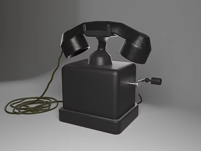 Vintage Black Landline Telephone With Classic Handset And Coiled Cord Design 3d model