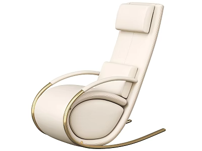 Elegant Modern Cream Lounge Chair With Gold Curved Metal Frame Design 3d model